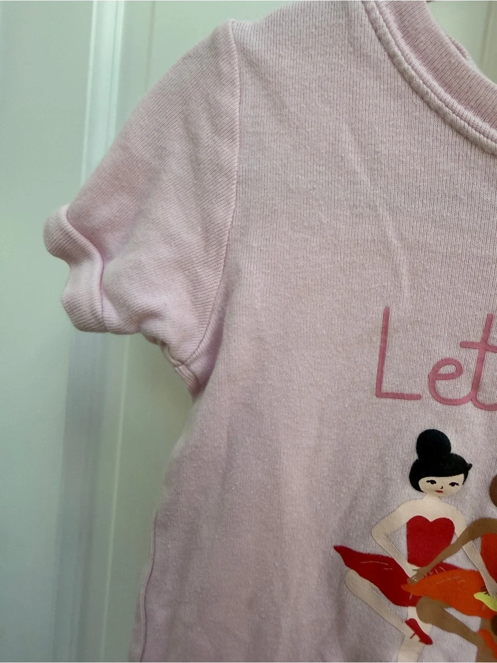 Old Navy 4T Girls Let’s Dance Together Short Sleeve Pink Ballerina Tee Shirt Top